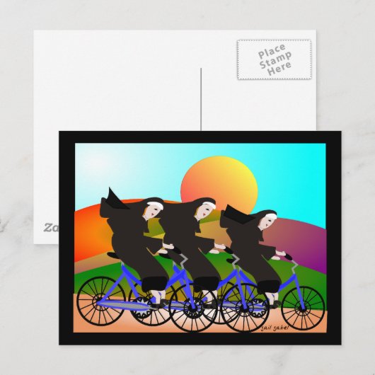Nuns op fietsen Kunstgeschenken Briefkaart (Voorkant / Achterkant)