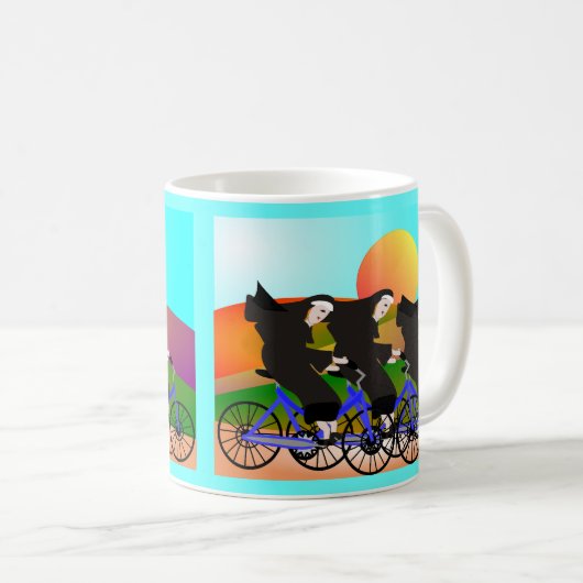 Nuns op fietsen Kunstgeschenken Koffiemok (Voorkant rechts)