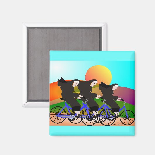 Nuns op fietsen Kunstgeschenken Magneet (Voorkant / Achterkant)