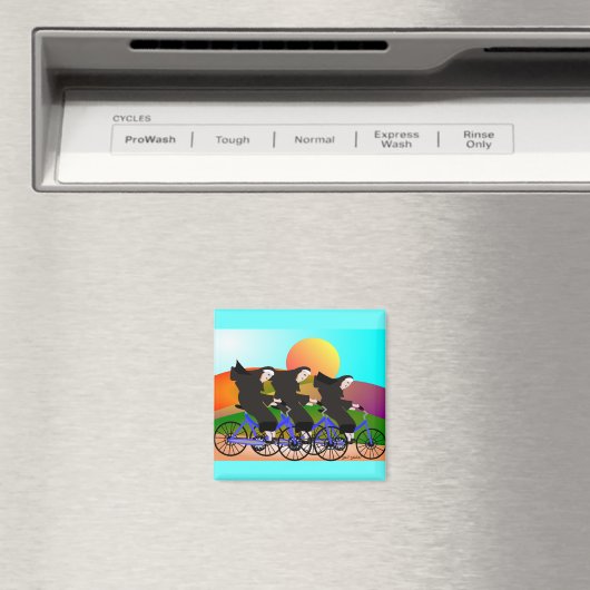 Nuns op fietsen Kunstgeschenken Magneet (Insitu (Vaatwasser))