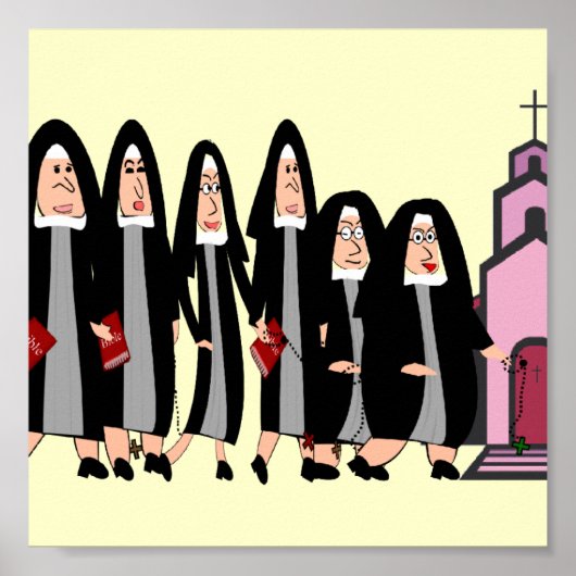 Nuns Poster "Kop naar de kerk" (Voorkant)