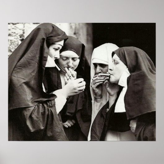 Nuns Roken  Fotografie 20x16inch Poster (Voorkant)