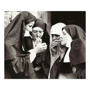 Nuns Roken  fotografie Foto Afdruk