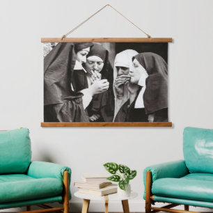 Nuns Roken  fotografie Hangend Wandkleed
