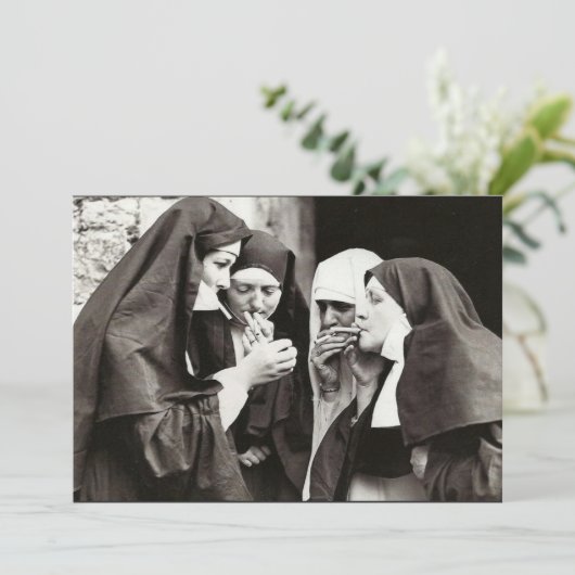 Nuns Roken fotografie Kaart (Staand voorkant)
