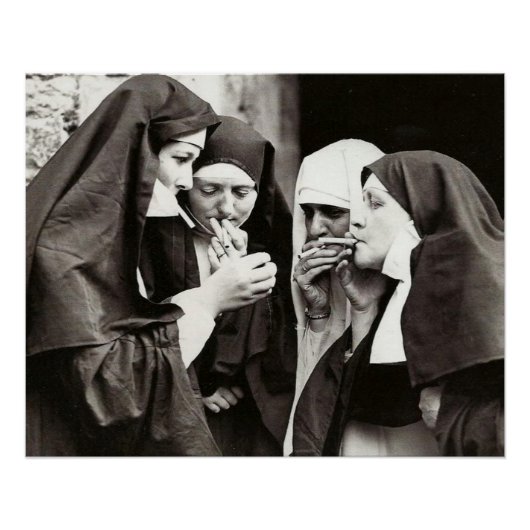 Nuns Roken  fotografie Perfect Poster (Voorkant)