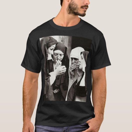Nuns Roken fotografie T-shirt (Voorkant)