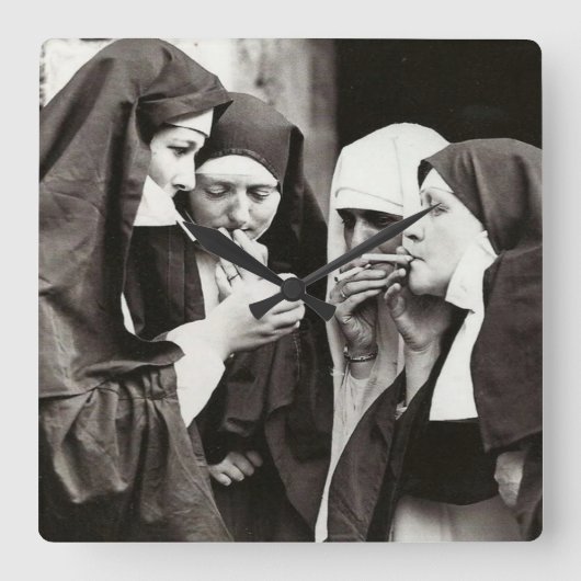 Nuns Roken fotografie Vierkante Klok (Voorkant)