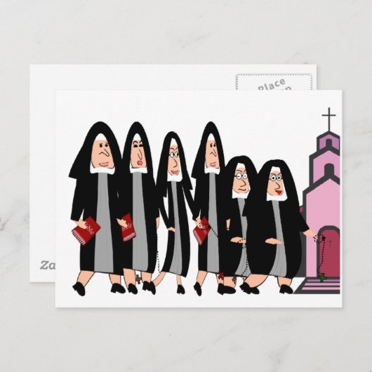 Nuns "Rubriek naar kerk" Briefkaart (Voorkant / Achterkant)