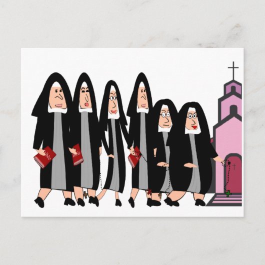 Nuns "Rubriek naar kerk" Briefkaart (Voorkant)