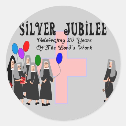 Nuns Silver Jubilee Gifts Ronde Sticker (Voorkant)