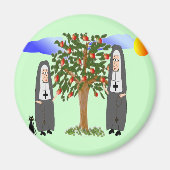 Nuns Stealing Apples Kaarten & Gifts Magneet (Voorkant)
