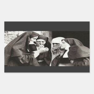 Nuns Vintage roken Foto Rechthoekige Sticker