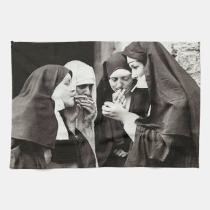 Nuns Vintage roken Foto Theedoek
