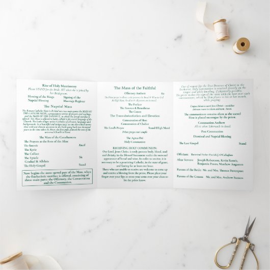 Nuptial Grace Catholic Wedding Drieluik Programma (Binnen)