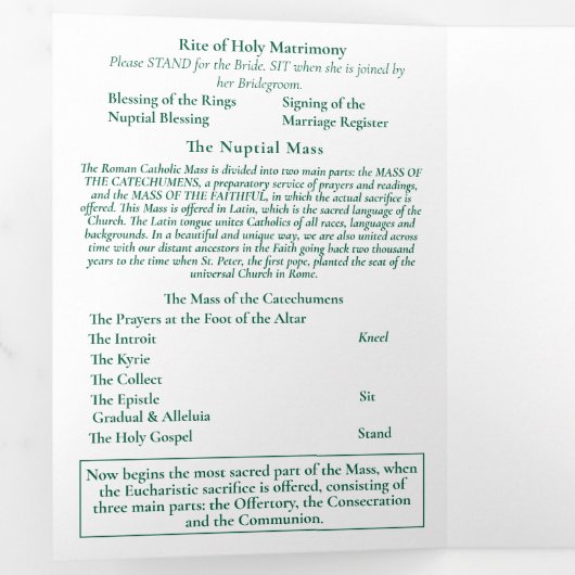Nuptial Grace Catholic Wedding Drieluik Programma (Binnenzijde eerst)