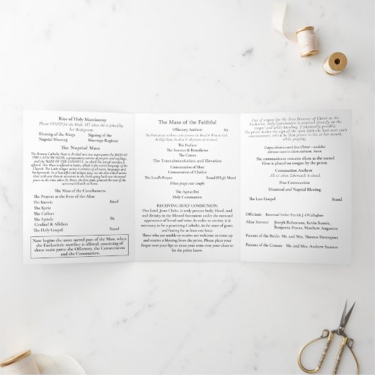 Nuptial Grace Catholic Wedding Drieluik Programma (Binnen)