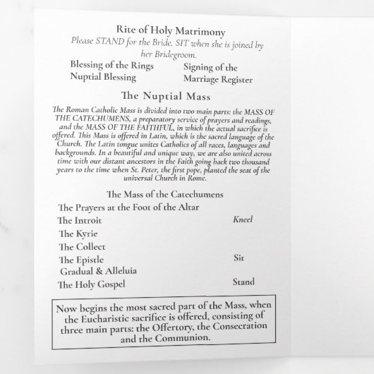 Nuptial Grace Catholic Wedding Drieluik Programma (Binnenzijde eerst)