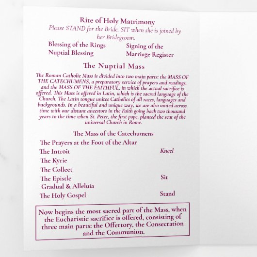 Nuptial Grace Catholic Wedding Drieluik Programma (Binnenzijde eerst)
