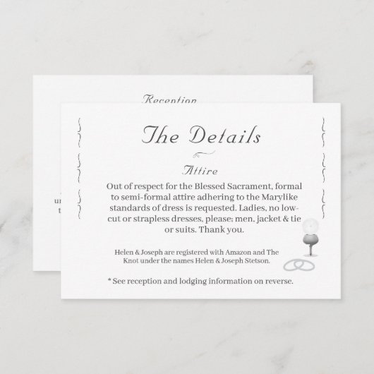 Nuptial Grace Catholic Wedding  Informatiekaartje (Voorkant / Achterkant)