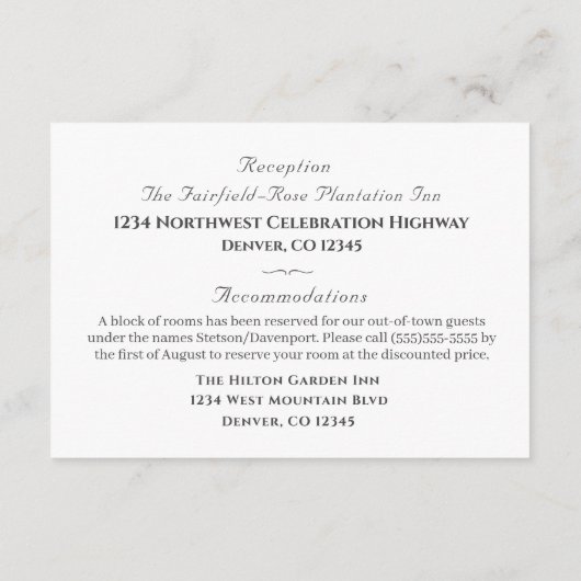 Nuptial Grace Catholic Wedding  Informatiekaartje (Achterkant)