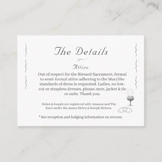 Nuptial Grace Catholic Wedding  Informatiekaartje (Voorkant)