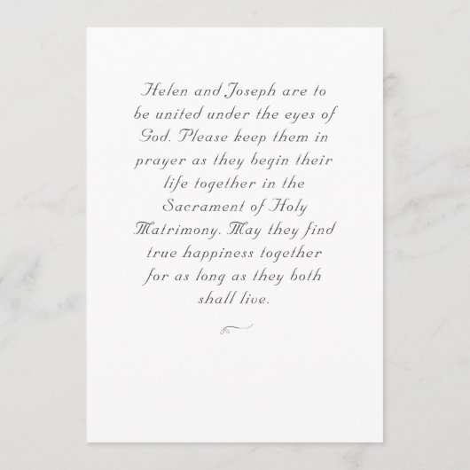 Nuptial Grace Catholic Wedding Invitation Kaart (Achterkant)
