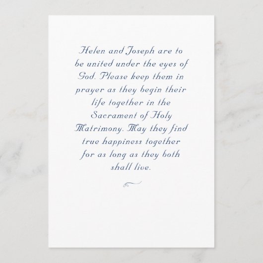 Nuptial Grace Catholic Wedding Invitation Kaart (Achterkant)