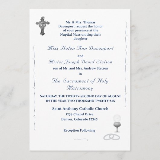 Nuptial Grace Catholic Wedding Invitation Kaart (Voorkant)