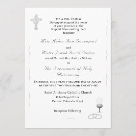 Nuptial Grace Catholic Wedding Invitation Kaart
