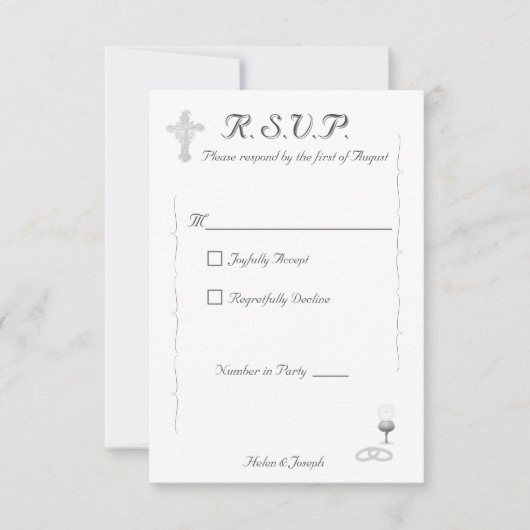Nuptial Grace Catholic Wedding Response Card RSVP Kaartje (Voorkant)
