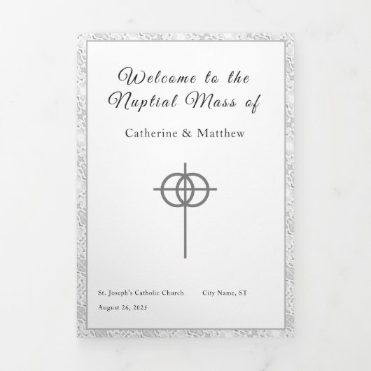 Nuptial Mass Foto Drievoudige Letter Vouw Programm Drieluik Programma (Cover)