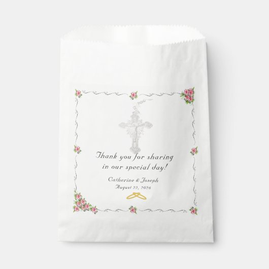 Nuptial Roos Catholic Wedding Favoriet Tassen Bedankzakje (Voorkant)