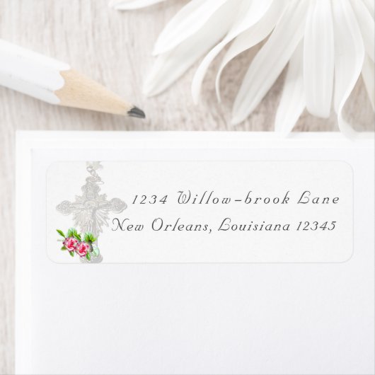 Nuptial Roos Catholic Wedding Return Adreslabel Etiket (Insitu)