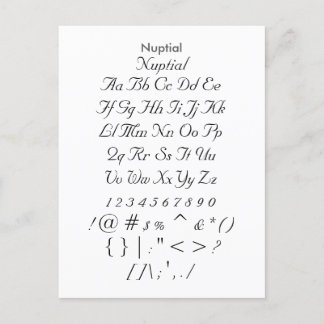 Nuptial — voorbeeldvel Zazzle Font Briefkaart