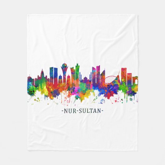 Nur-Sultan Kazachstan Skyline Fleece Deken (Voorkant)