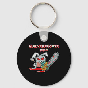 Nur Verrückte Hier Leuk Konijn met Kettingzaag Gif Sleutelhanger