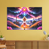 Nura - Een kleurrijke oase: de kunst van zelfontde Canvas Afdruk (Insitu (Woonkamer))