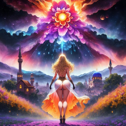 Nura - Een kleurrijke oase: de kunst van zelfontde Canvas Afdruk