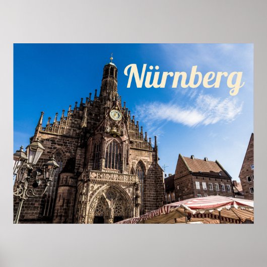 Nuremberg Hauptmarkt Nürnberg Beieren Duitsland Poster (Voorkant)