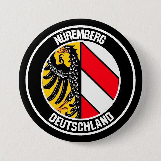 Nuremberg Round Emblem Ronde Button 7,6 Cm (Voorkant)