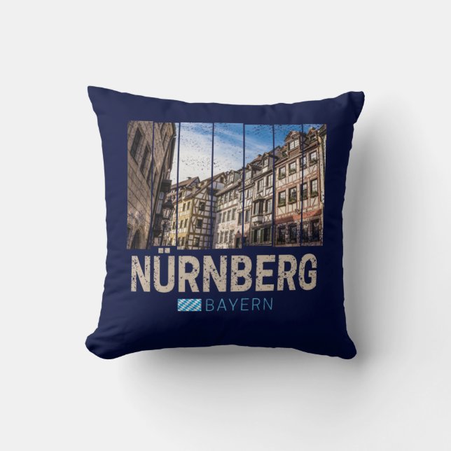 Nuremberg Vintage Beieren Duitsland Souvenir Kussen (Voorkant)