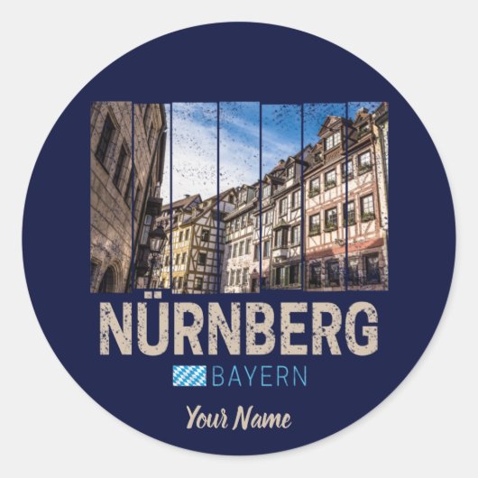 Nuremberg Vintage Beieren Duitsland Souvenir Ronde Sticker (Voorkant)