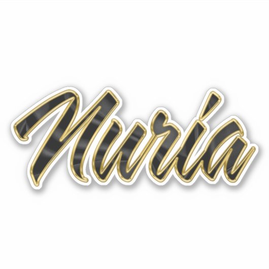 Nuria black gold Lettering Aufkleber Sticker (Voorkant)