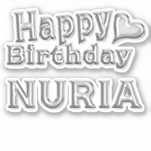 Nuria Happy Birthday silver Aufkleber Sticker (Voorkant)