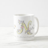 Nuria-naam die decoratieve N-monogram-mok betekent Koffiemok (Voorkant rechts)