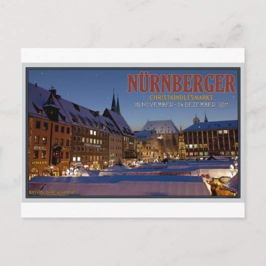 Nürnberg Christkindlesmarkt bij nacht Briefkaart (Voorkant)