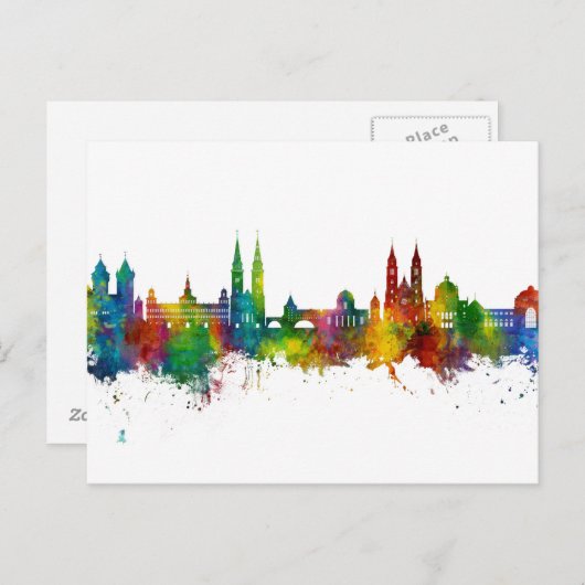 Nürnberg Germany Skyline Briefkaart (Voorkant / Achterkant)