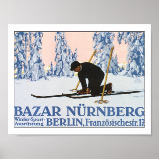 Nurnburg Duitsland Ski Travel Poster Print