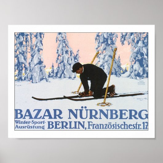  Nurnburg Duitsland Ski Travel Poster Print (Voorkant)